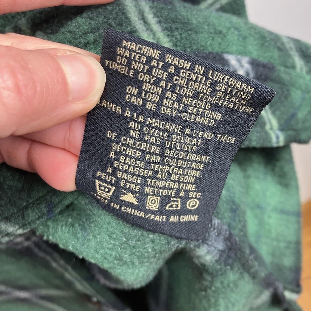 Green Plaid Button Down Fleece Irish Setter Men's Size M Long Sleeve Shirt - Picture 6 of 7